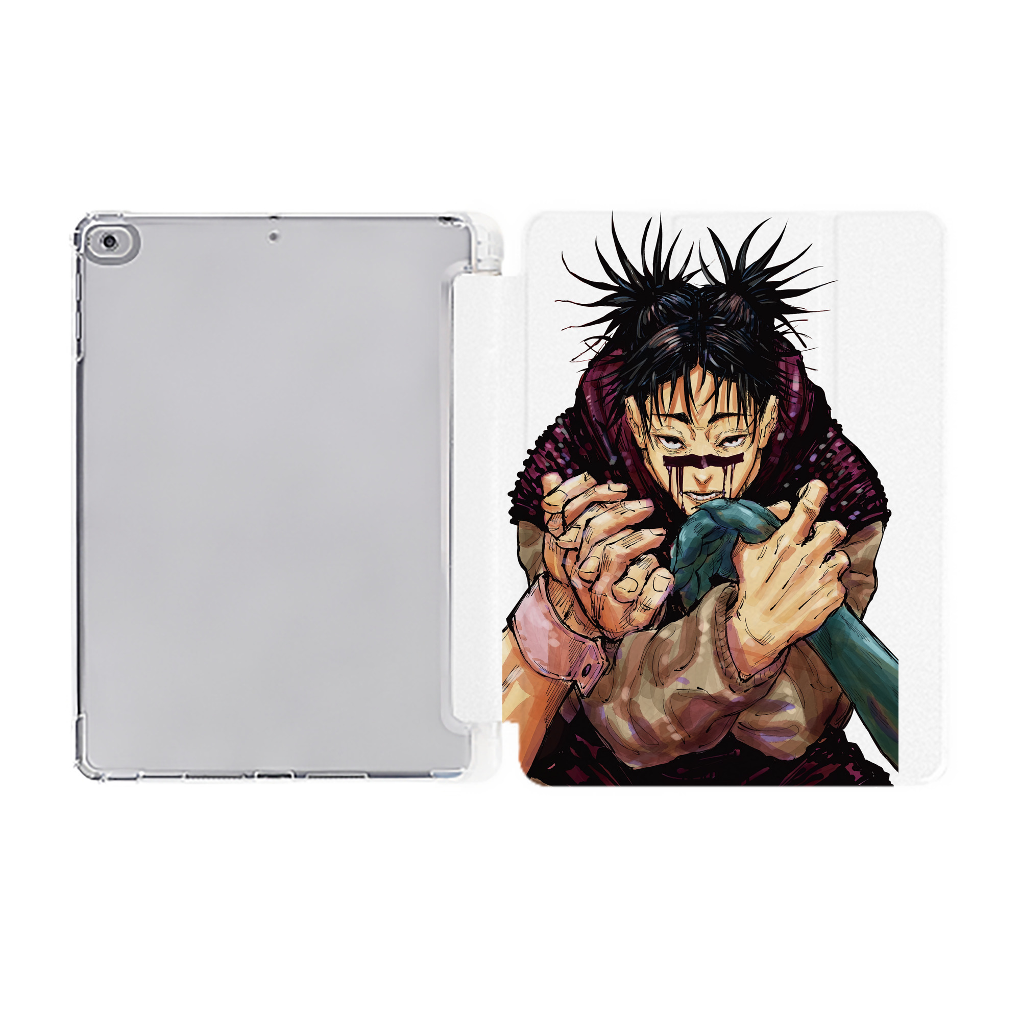 （画像用） 呪術廻戦 Jujutsu Kaisen IPad ケース ペン収納付き 三つ折りスタンド PUレザー×シリコン 対応機種9.5/10.5/10.9インチ